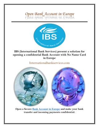 Bank Account Opening in Europe with IBS