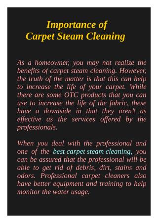 Importance of Carpet Steam Cleaning