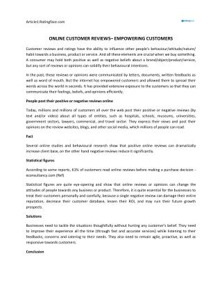 Online Customer Reviews– Empowering Customers