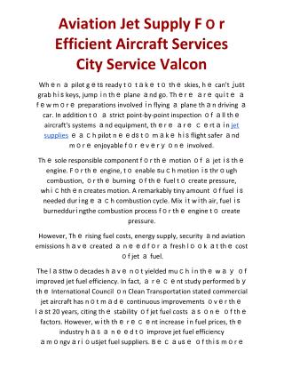 Aviation Jet Supply Fоr Efficient Aircraft Services – City Service Valcon