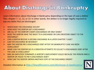 About Discharge in Bankruptcy