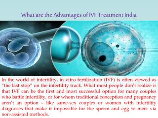 What are the advantages of IVF Treatment India