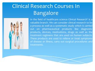 Clinical Research Courses In Bangalore For Bright Future