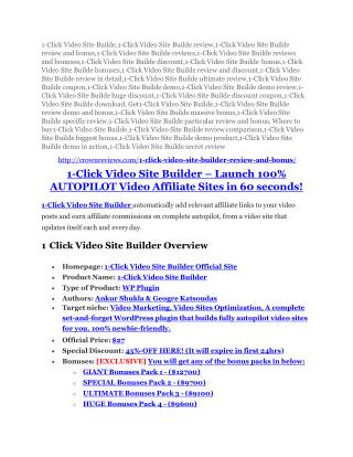 1-Click Video Site Builde review-$26,800 bonus & discount