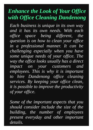 Enhance the Look of Your Office with Office Cleaning Dandenong