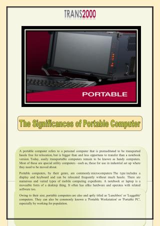 The Significances of Portable Computer