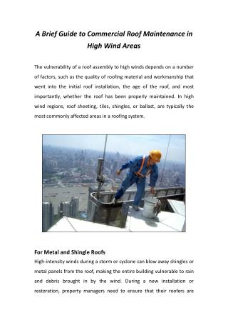 Guide to Commercial Roof Maintenance