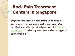 Neck & Back Pain Treatment Specialists in Singapore