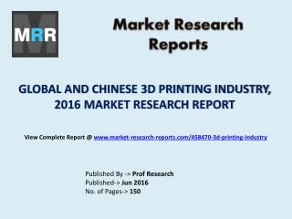 3D Printing Market Economic Impact on Global and Chinese Industry Forecasts to 2021