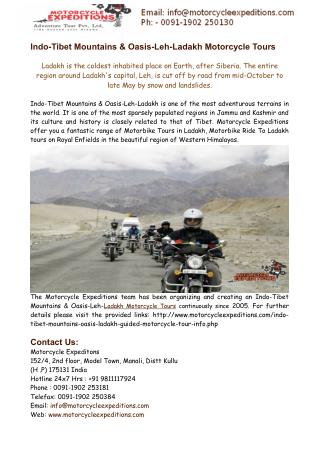 Motorbike Tours in Ladakh,Motorcycle Ride To Ladakh