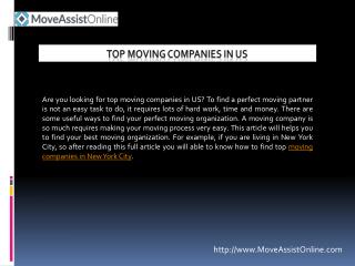Find Top Moving Companies in US