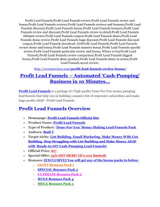 Profit Lead Funnels reviews and bonuses Profit Lead Funnels