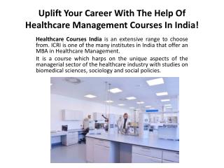Career With The Help Of Healthcare Management Courses