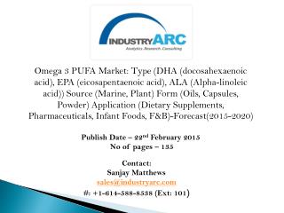 Omega-3 PUFA Market: High demand in Europe for omega 3 foods and nutrition supplements.