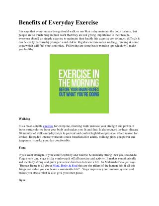 Benefits of Everyday Exercise