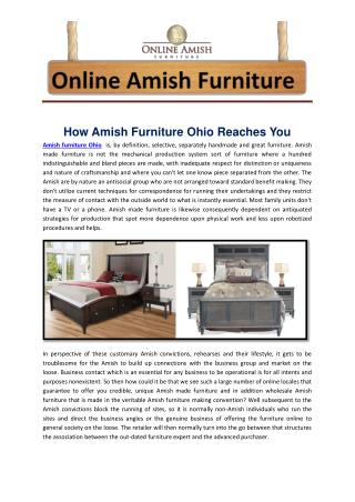 How Amish Furniture Ohio Reaches You