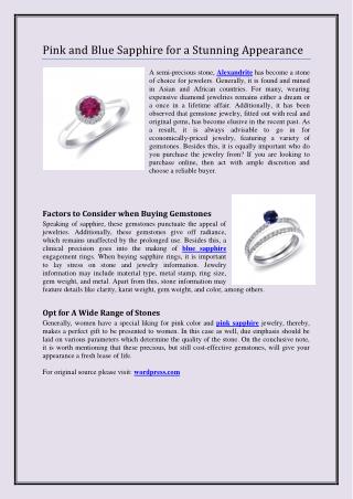 Pink and Blue Sapphire for a Stunning Appearance