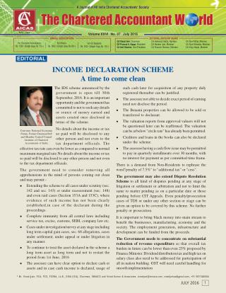 INCOME DECLARATION SCHEME A time to come clean