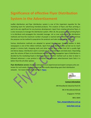 Significance of effective Flyer Distribution System in the Advertisement