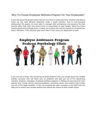 Why To Choose Employee Wellness Program For Your Employees?