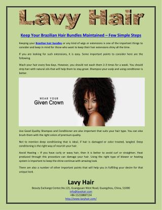 Keep Your Brazilian Hair Bundles Maintained – Few Simple Steps