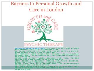 Barriers to Personal Growth and Care in London