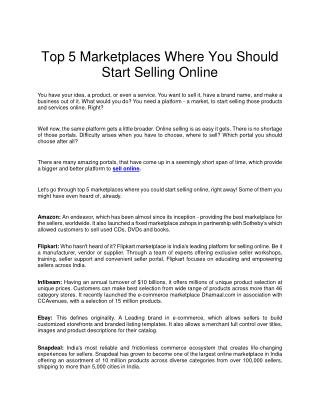 Top 5 Marketplaces Where You Should Start Selling Online