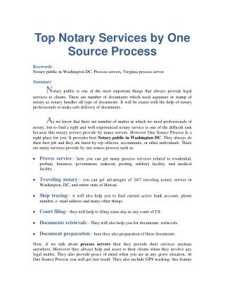 Top Notary Services by One Source Process