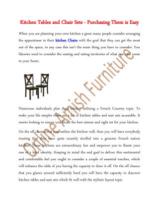 Kitchen Tables and Chair Sets - Purchasing Them is Easy