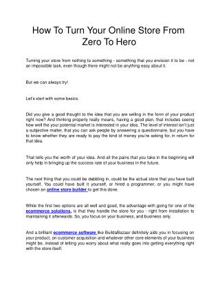 How To Turn Your Online Store From Zero To Hero