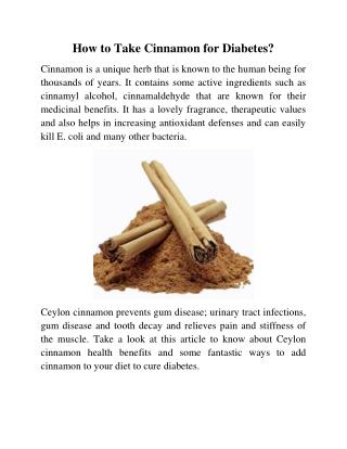How to Take Cinnamon for Diabetes?