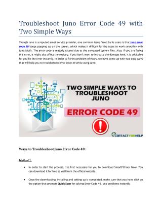 Troubleshooting Juno Error Code 49 with Two Simple Ways