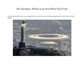 Rio Olympics: Where to go And What You'll Find