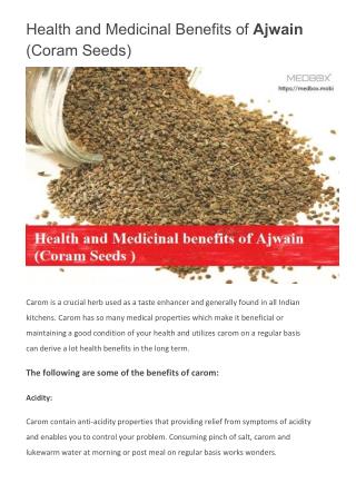 Health and Medicinal Benefits of Ajwain