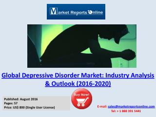 Global Major Depressive Disorder Market: Industry Analysis & Outlook 2016-2020