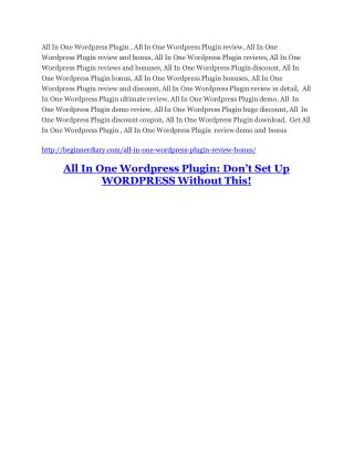 All In One Wordpress Plugin Review - All In One Wordpress Plugin 100 bonus items