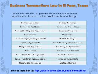 Business Transactions Law in El Paso, Texas