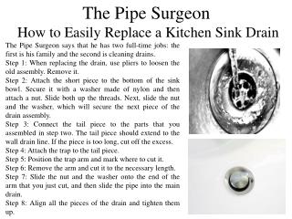 The Pipe Surgeon Tells How to Easily Replace a Kitchen Sink Drain