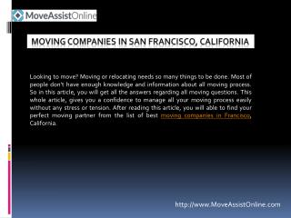 List of Top Moving Companies in San Francisco