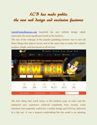 LCB has made public the new web design and exclusive features