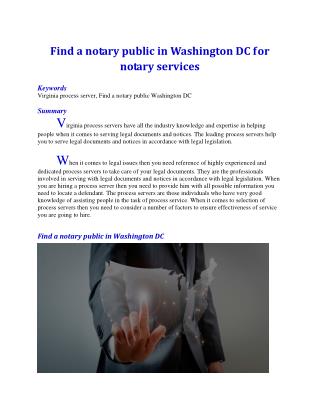 Find a notary public in Washington DC for notary services