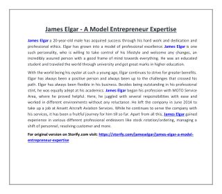 James Elgar - A Model Entrepreneur Expertise