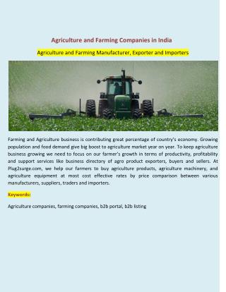 Agriculture and Farming Companies in India