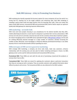 Bulk SMS Gateway - A Key to Promoting Your Business
