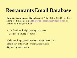 Restaurants Email Database