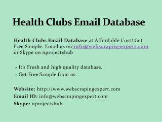 Health Clubs Email Database