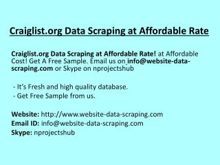 Craiglist Data Scraping at Affordable Rate
