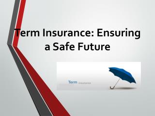Term Insurance Ensuring a Safe Future