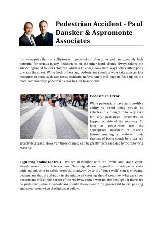 Pedestrian Accident - Paul Dansker & Aspromonte Associates