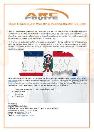 Things To Keep In Mind When Hiring Dominican Republic Call Center